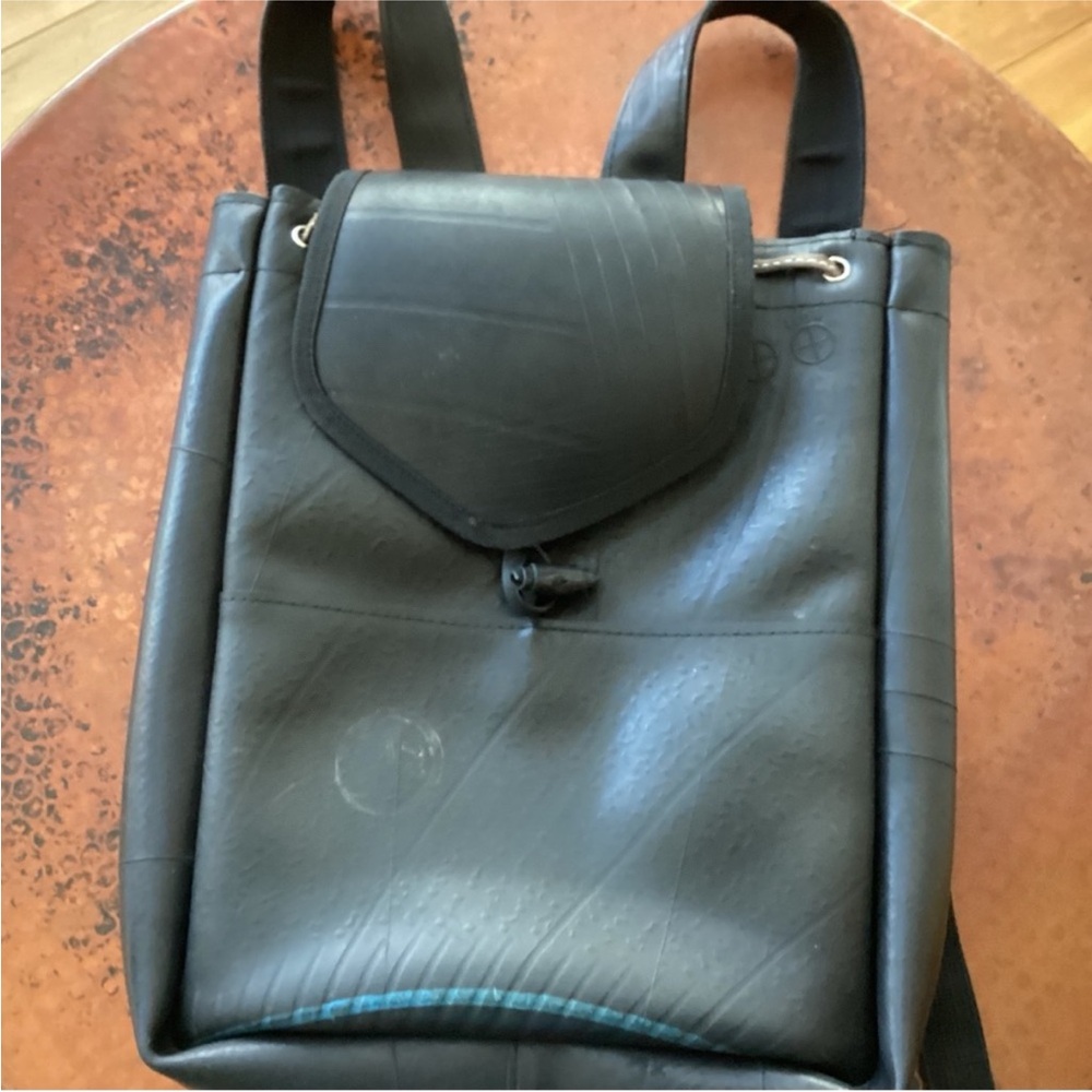 Cool Black Backpack Made from recycled tires. NEW. Never Used.